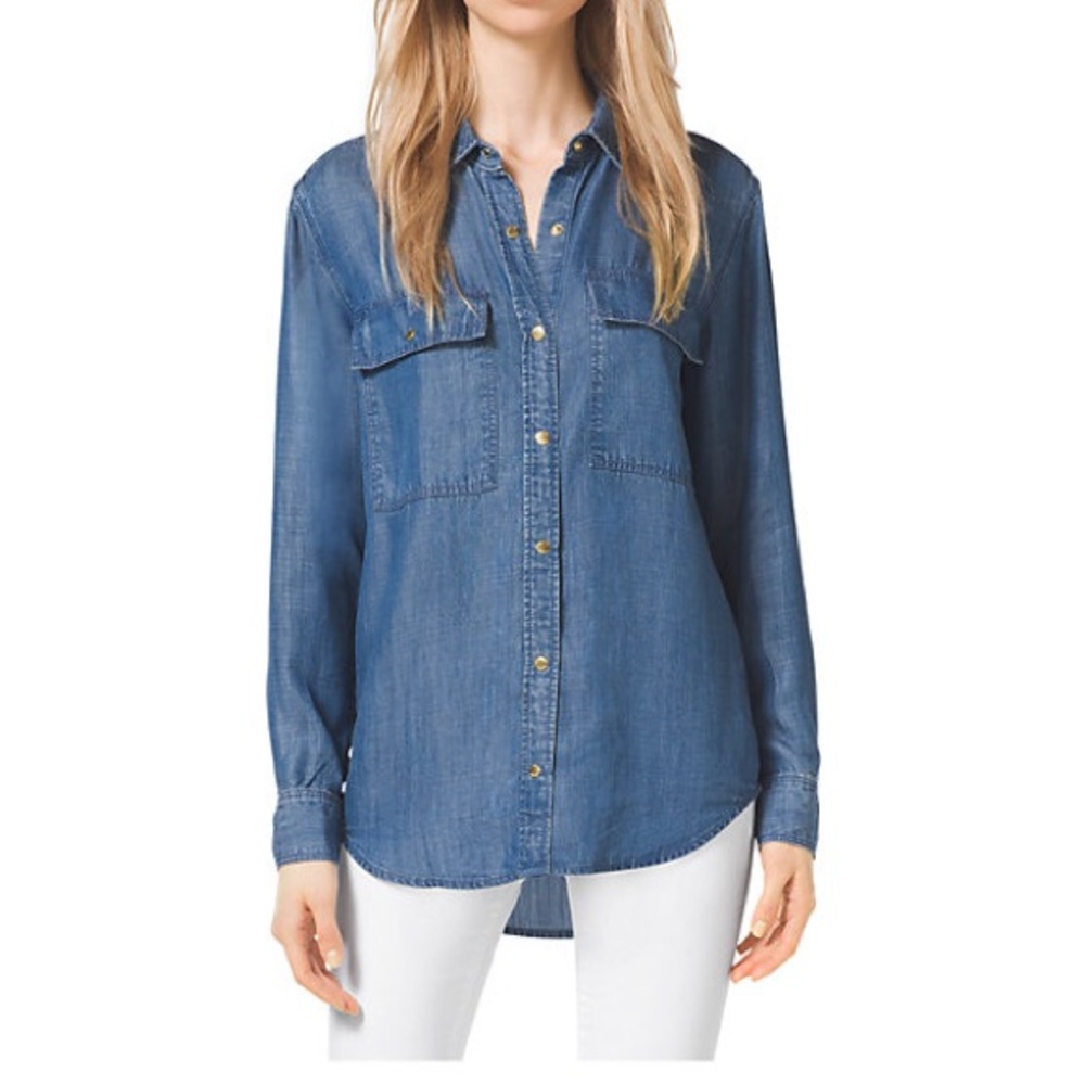Michael Kors Blue Button-Down Shirt